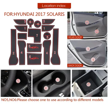 15cs/nustatyti Hyundai 2017 SOLARIS Anti-slip Automobilių Vidaus Duris Groove Kilimėlis atsparus Dulkėms Gumos, Silikono Vartų Lizdą, Motina Apima aplinkosaugos ¾enklelis